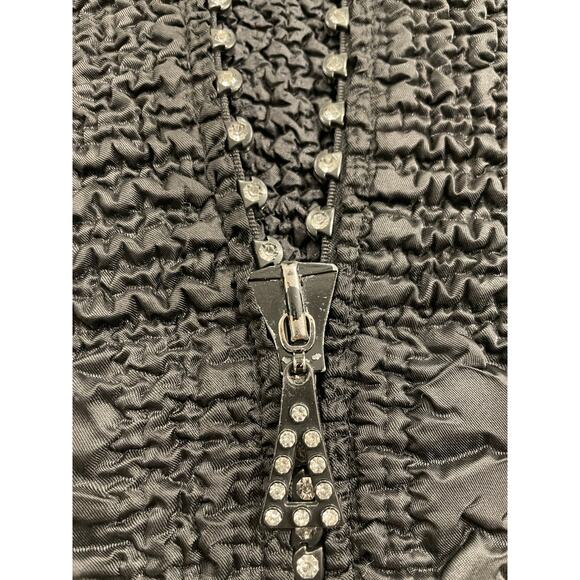 Jerry T Black ruched vest with rhinestone detail zipper XL - Picture 7 of 15
